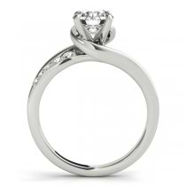 Lab Grown Diamond Swirl Engagement Ring & Band Bridal Set 14k White Gold 0.50ct