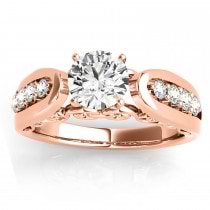 Diamond Accented Single Row Engagement Ring Setting 14k Rose Gold (0.20ct)
