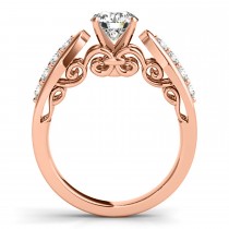Diamond Accented Single Row Engagement Ring Setting 14k Rose Gold (0.20ct)