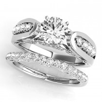 Diamond Accented Single Row Engagement Ring Setting 14k White Gold (0.20ct)
