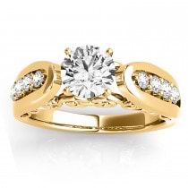Diamond Accented Single Row Engagement Ring Setting 14k Yellow Gold (0.20ct)