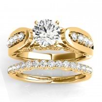 Diamond Accented Single Row Setting Bridal Set 18k Yellow Gold (0.40ct)