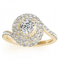 Diamond Double Halo Engagement Ring & Wedding Band 14k Yellow Gold 1.13ct