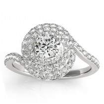 Diamond Double Halo Engagement Ring & Wedding Band Palladium 1.13ct