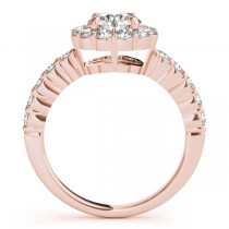 Floral Halo Round Diamond Engagement Ring 18k Rose Gold (1.61ct)