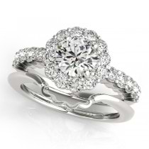 Floral Halo Round Diamond Engagement Ring Palladium (1.61ct)
