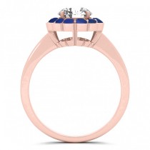 Diamond & Blue Sapphire Halo Engagement Ring 14k Rose Gold (1.33ct)