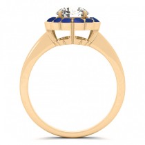 Diamond & Blue Sapphire Halo Engagement Ring 14k Yellow Gold (1.33ct)
