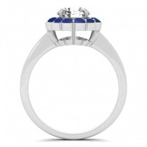 Diamond & Blue Sapphire Halo Engagement Ring Palladium (1.33ct)