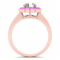Diamond & Pink Sapphire Halo Engagement Ring 14k Rose Gold (1.33ct)