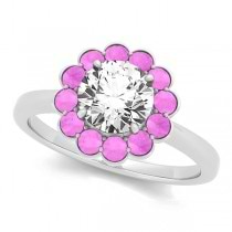 Diamond & Pink Sapphire Halo Engagement Ring 14k White Gold (1.33ct)