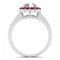 Diamond & Ruby Halo Engagement Ring 14k White Gold (1.33ct)