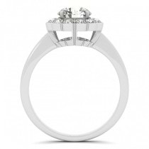 Diamond Floral Halo Engagement Ring Bridal Set 18k White Gold (1.33ct)