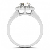 Diamond Floral Halo Engagement Ring Bridal Set Palladium (1.33ct)