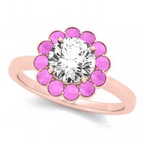 Diamond & Pink Sapphire Halo Bridal Set 14k Rose Gold (1.33ct)