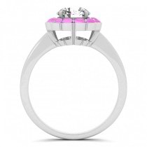 Diamond & Pink Sapphire Halo Bridal Set 14k White Gold (1.33ct)