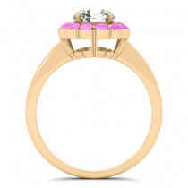 Diamond & Pink Sapphire Halo Bridal Set 18k Yellow Gold (1.33ct)