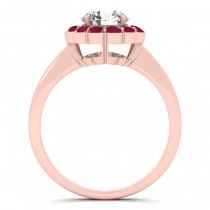 Diamond & Ruby Halo Bridal Set 14k Rose Gold (1.33ct)
