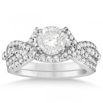 Diamond Engagement Ring & Wedding Band Bridal Set 14k W. Gold 0.70ct
