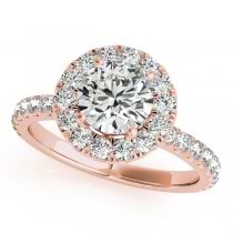 French Pave Halo Diamond Engagement Ring Setting 18k Rose Gold 1.00ct