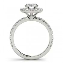 French Pave Halo Diamond Engagement Ring Setting 18k White Gold 1.50ct