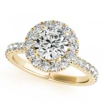 French Pave Halo Diamond Engagement Ring Setting 18k Yellow Gold 1.50ct