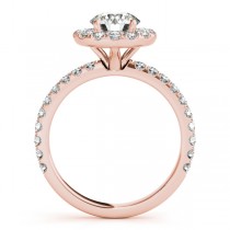 French Pave Halo Lab Grown Diamond Engagement Ring Setting 18k Rose Gold 0.75ct