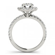 French Pave Halo Lab Grown Diamond Engagement Ring Setting Platinum 0.75ct