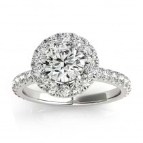 French Pave Halo Diamond Engagement Ring Setting Palladium 0.75ct