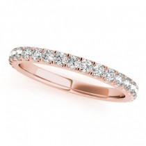 French Pave Halo Lab Grown Diamond Bridal Ring Set 14k Rose Gold (1.20ct)