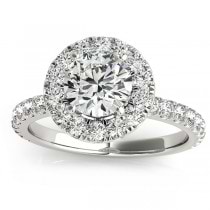 French Pave Halo Lab Grown Diamond Bridal Ring Set 14k White Gold (1.20ct)