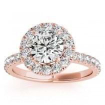 French Pave Halo Lab Grown Diamond Bridal Ring Set 18k Rose Gold (1.20ct)