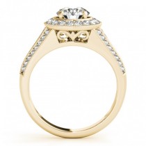 Vintage Diamond Halo Split Shank Engagement Ring 14k Y. Gold 0.63ct
