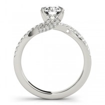 Round Cut Diamond Engagement Ring, Twisted Band 14k White Gold 1.20ct