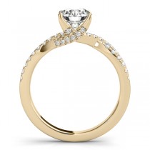 Round Cut Diamond Engagement Ring, Twisted Band 18k Rose Gold 1.20ct
