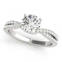 Round Cut Diamond Engagement Ring, Twisted Band Palladium 1.20ct