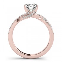 Round Diamond Engagement Ring & Band Bridal Set 18k Rose Gold 1.32ct