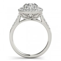 Diamond Double Halo Engagement Ring Prong Set 14k White Gold 1.50ct