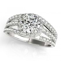 Wide Triple Band Diamond Engagement Ring 14k White Gold (2.13ct)