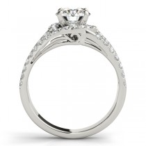 Wide Triple Band Diamond Engagement Ring 14k White Gold (2.13ct)