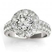 Diamond Accented Halo Bridal Set Setting 18K White Gold (1.31ct)