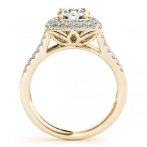 Split Shank Square Halo Diamond Engagement Ring 14k Yellow Gold 2.17ct