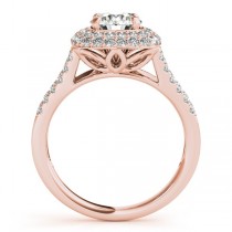Split Shank Square Halo Diamond Bridal Set in 14k Rose Gold (2.17ct)