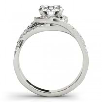 Twisted Halo Engagement Ring Bridal Set Platinum (1.12ct)