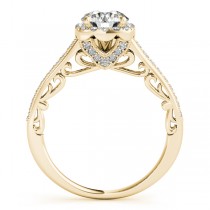 Diamond Square Halo Carved Engagement Ring 18k Yellow Gold (0.35ct)