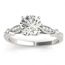 Marquise & Dot Diamond Vintage Engagement Ring Platinum 0.13ct