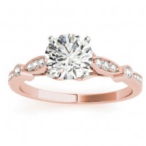 Marquise & Dot Diamond Vintage Engagement Ring 14k Rose Gold 0.13ct