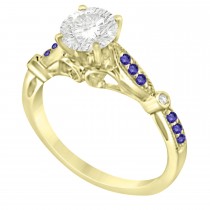 Marquise & Dot Tanzanite Vintage Engagement Ring 14k Yellow Gold 0.13ct