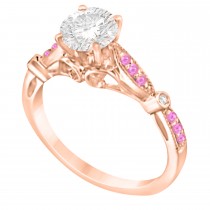 Marquise & Dot Pink Sapphire Vintage Bridal Set in 14k Rose Gold (0.29ct)