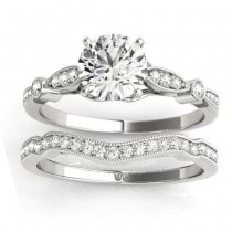 Marquise & Dot Diamond Vintage Bridal Set in Platinum (0.29ct)
